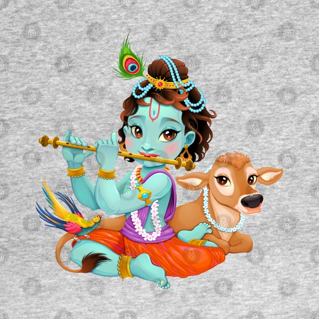 Baby Krishna with sacred cow by ddraw